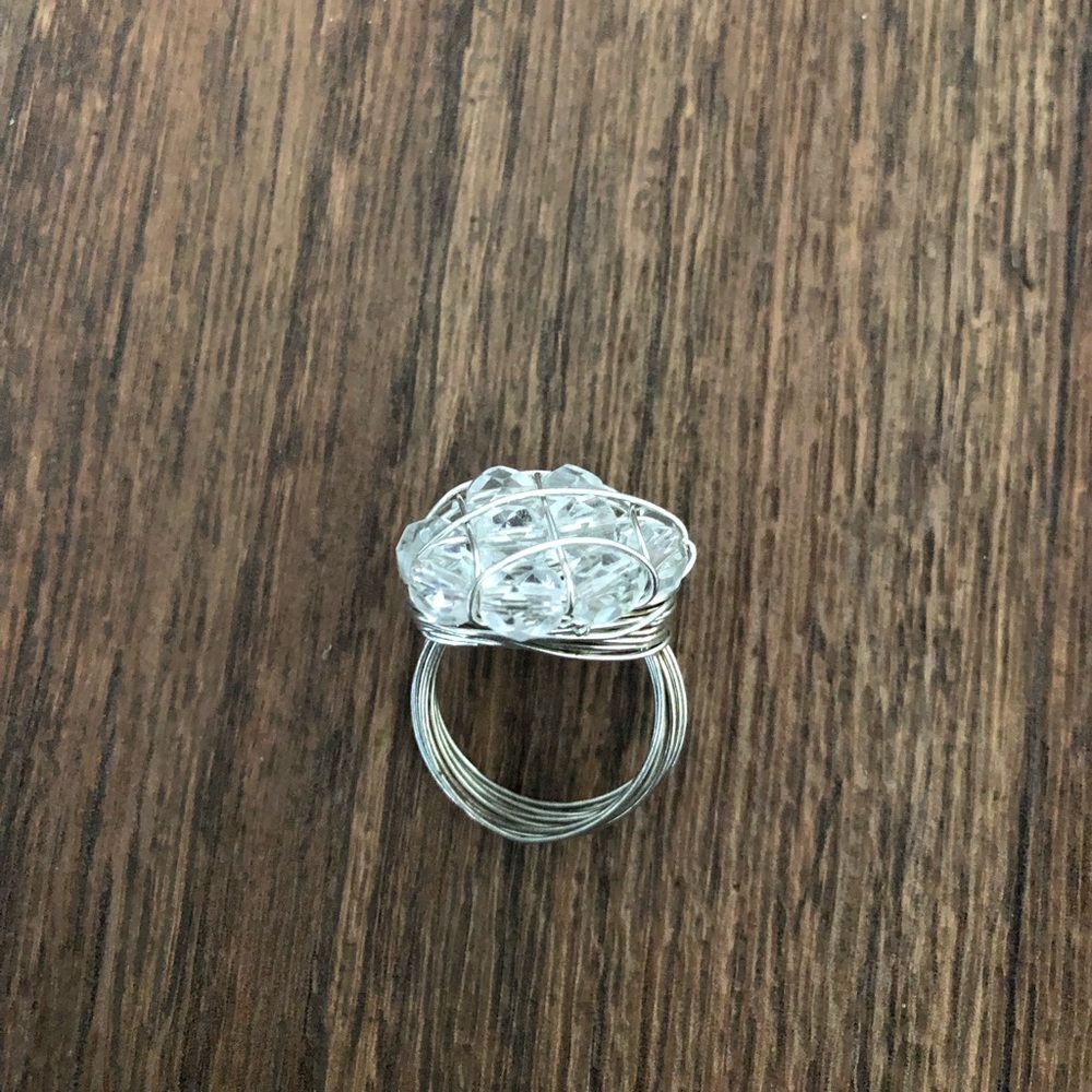 crystal cluster wire wrap statement ring size 6